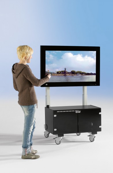 TV-Wagen el. höhenverstellbar VESA TV 42-50 Zoll mit Unterschrank | LMS