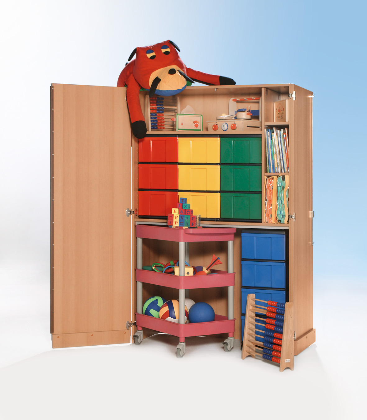 Garagenschrank 13 Schübe ”L” + 1 CleverCart 120x190x60cm | LMS