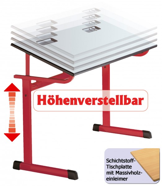 Zweiertisch Tischhöhe verstellbar Schichtst. Plattengröße 130x55cm Tischpl